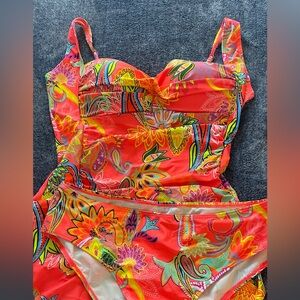 Tropical neon tankini
